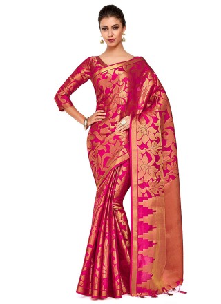 Kanjivaram Silk Zari Classic Designer Saree in Pink