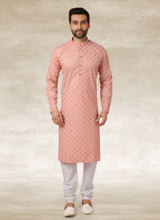 Kurta Pyjama Printed Handloom Cotton in Pink
