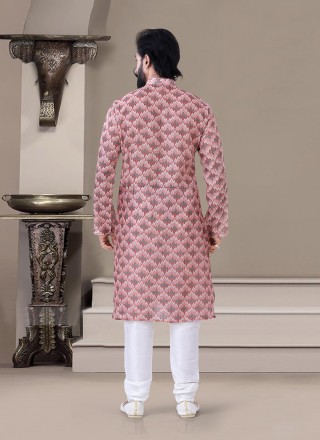 Kurta Pyjama Printed Jacquard in Pink