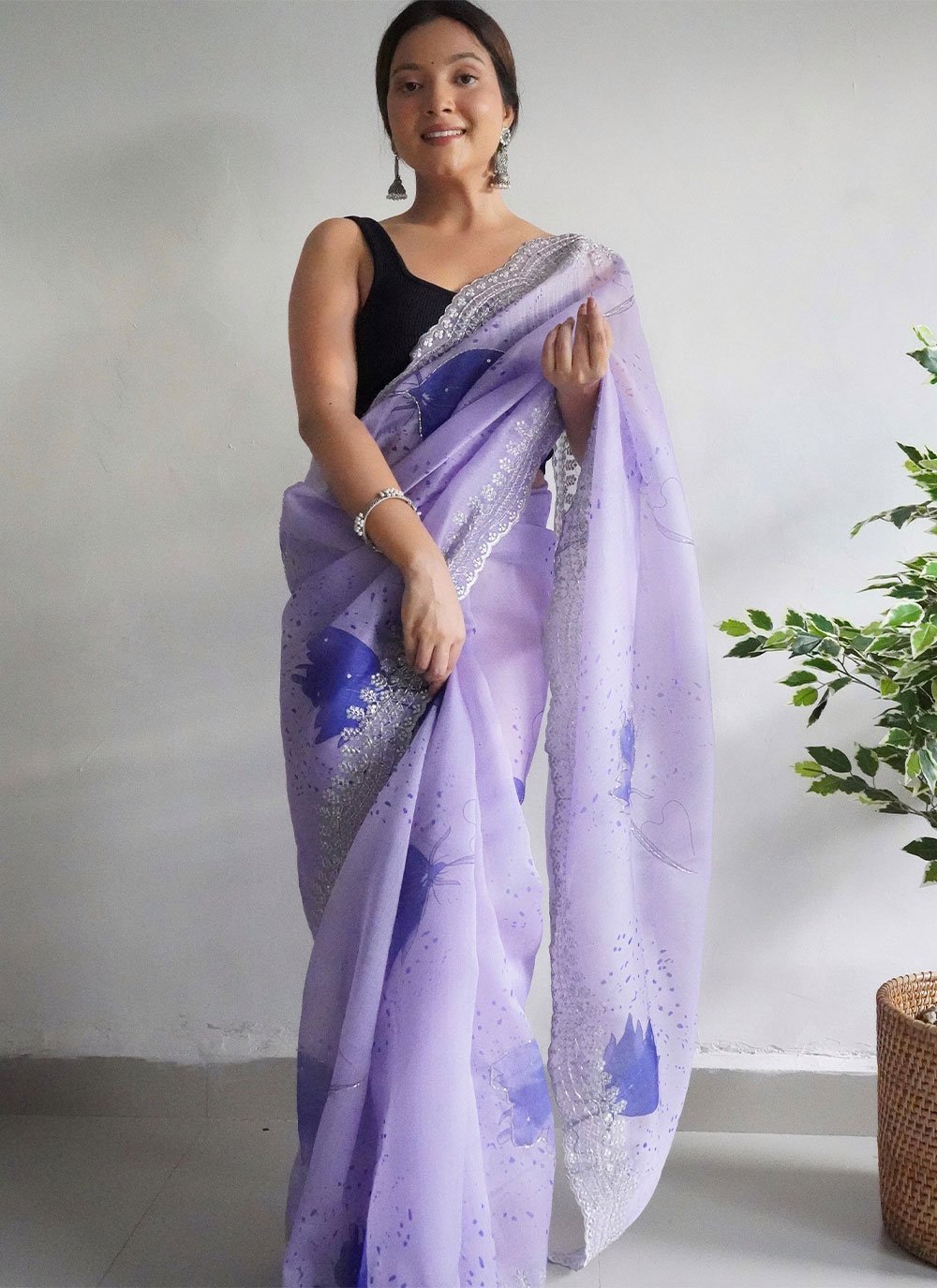 Lavender Color Designer Contemporary Saree