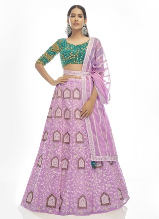 Lavender Net Sequins A Line Lehenga Choli