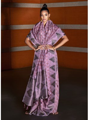 Lavender Silk Mehndi Classic Saree