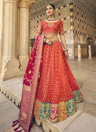 Buy Wedding Lehenga Choli - Red Art Silk Embroidery Lehenga Choli – Empress  Clothing
