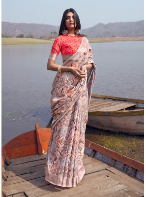 Linen Casual Saree in Multi Colour