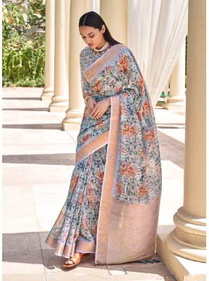 Linen Classic Saree in Multi Colour