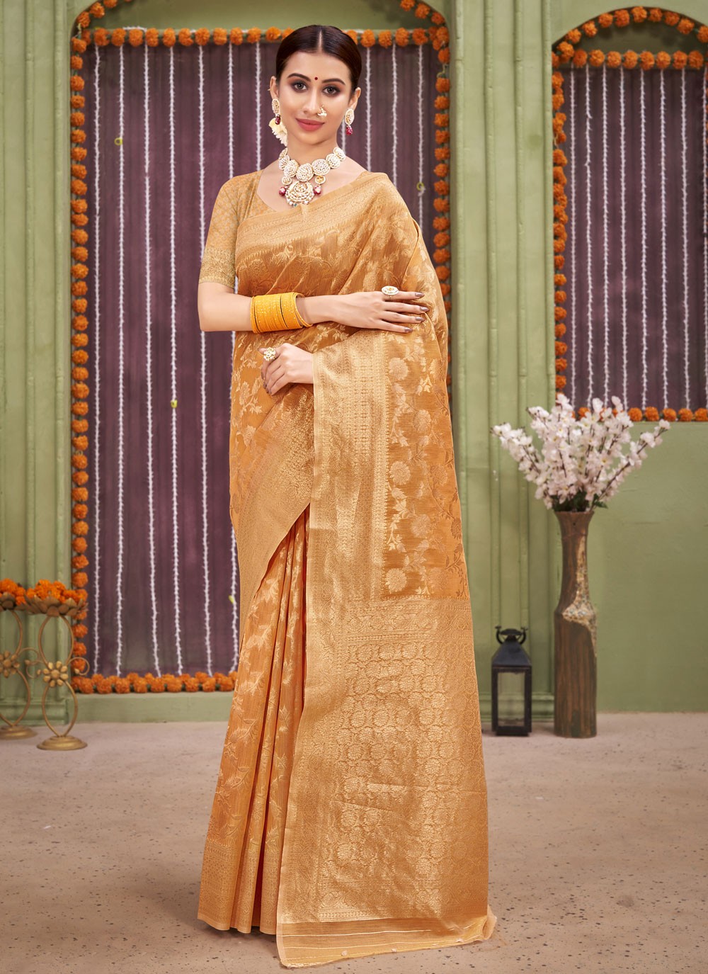 Linen Designer Traditional Saree