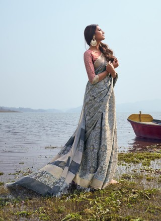 Buy Stylish Linen Printed Saree with Blouse piece Online In India At  Discounted Prices