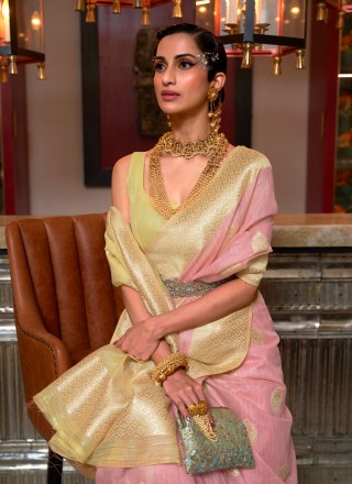 Linen Weaving Pink Trendy Saree