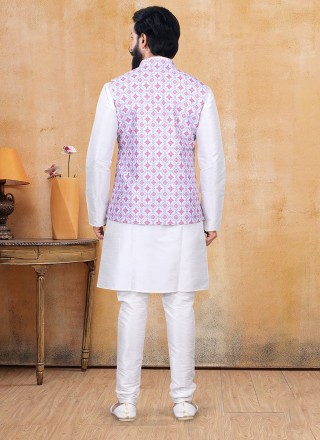Lucknowi Multi Colour and Off White Kurta Payjama With Jacket
