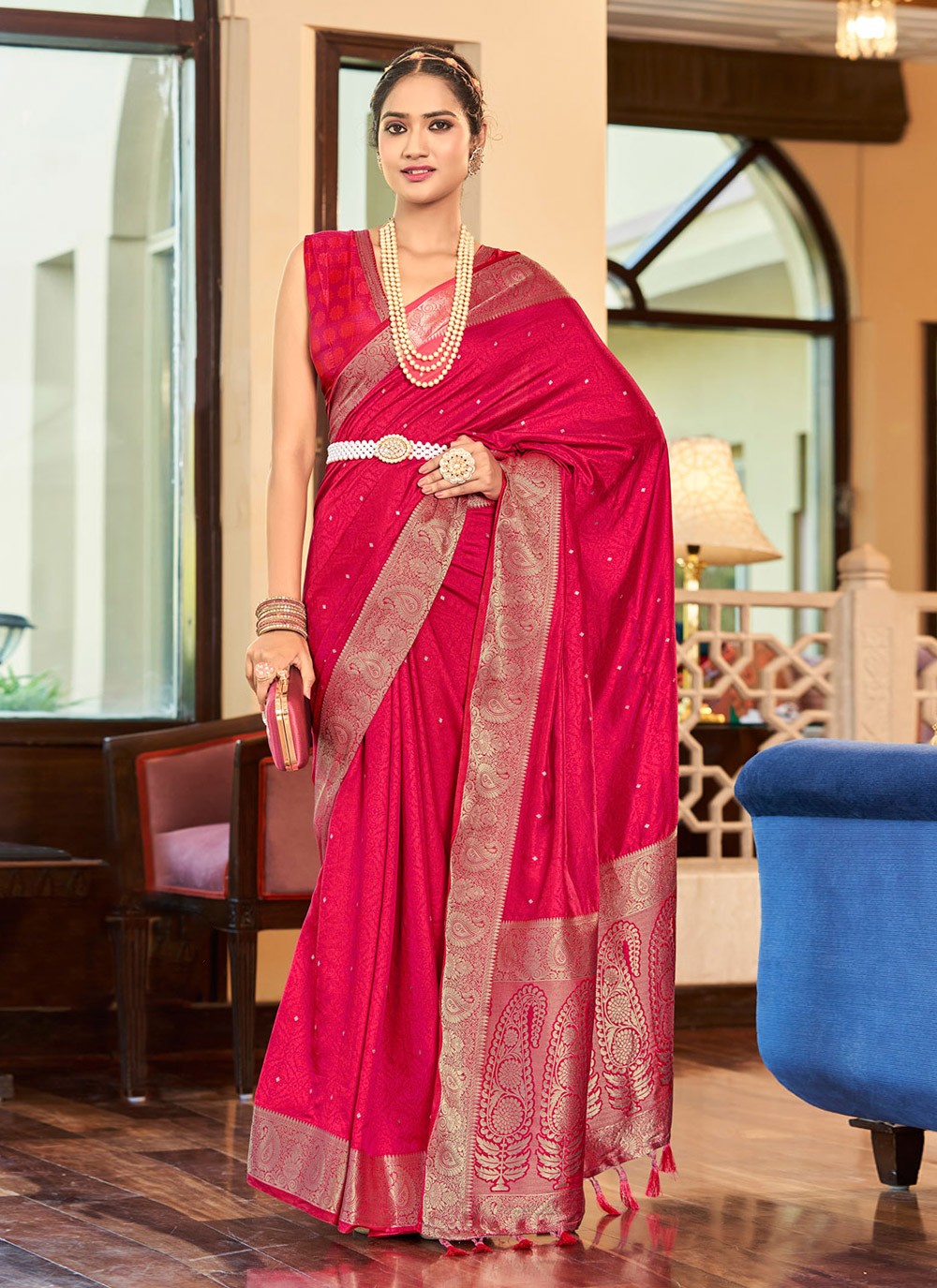 Magenta Festival Silk Designer Traditional Saree