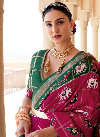 Magenta Weaving Patola Silk  Designer Saree