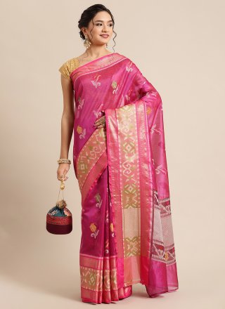 Magenta Woven Designer Traditional Saree
