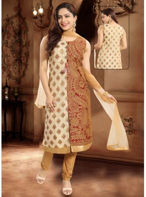 Maroon Banarasi Silk Straight Salwar Suit