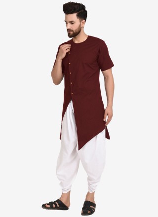 Maroon Blended Cotton Indo Western
