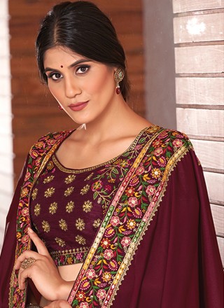 Maroon Color Designer Traditional Saree