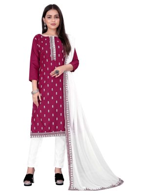 Maroon Cotton Salwar Kameez