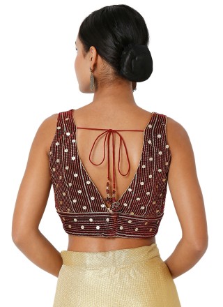 Maroon Embroidered Ceremonial Blouse
