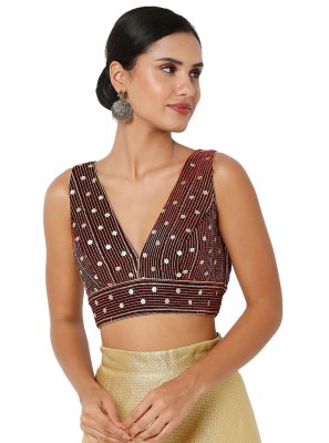 Maroon Embroidered Ceremonial Blouse