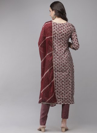 Maroon Embroidered Fancy Fabric Pant Style Suit