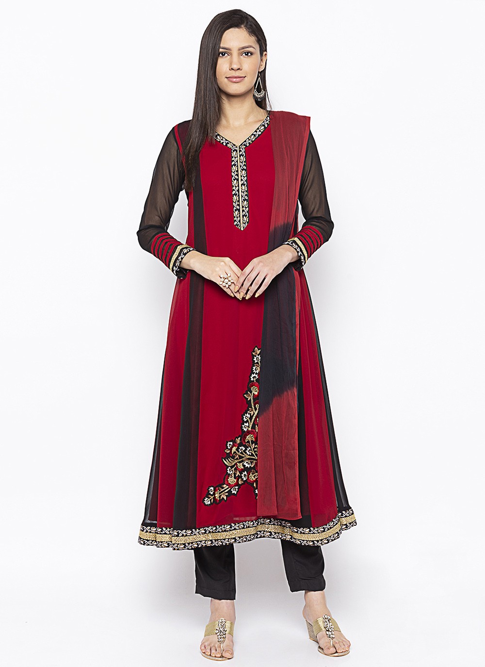Maroon Embroidered Mehndi Readymade Suit