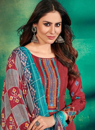Maroon Embroidered Pakistani Salwar Suit