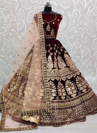Maroon Embroidered Reception Lehenga Choli