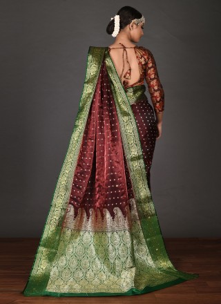 Maroon Kanchipuram Silk Weaving Classic Saree
