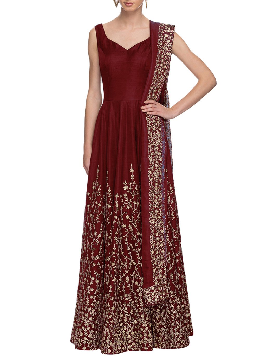 Maroon Party Designer Gown