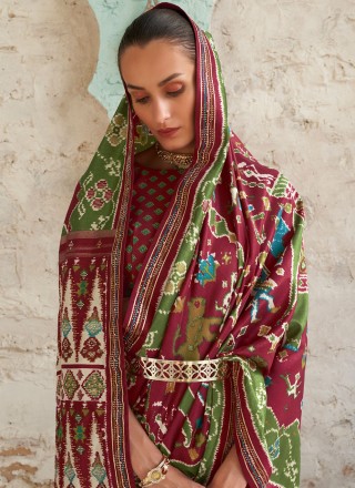 Maroon Patola Silk  Traditional Saree