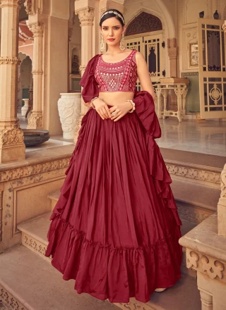 Embellished Designer Wedding Lehenga Choli in Red Color – Nameera by Farooq