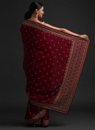 Maroon Sequins Contemporary Saree