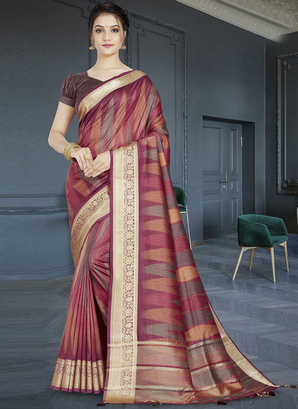 Designer Traditional Saree In Multi Colour
