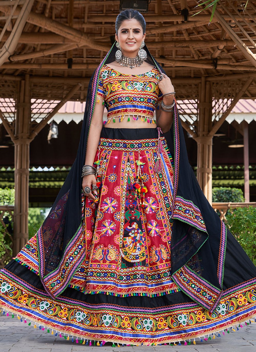Buy Brown Printed and Sequins Work Vaishali Silk Rajasthani Lehenga Choli –  Glamatyou Fashion