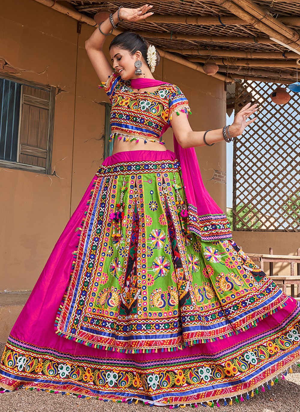 Buy Mirror Cotton Multi Colour Lehenga Choli : 234258 - Lehenga Choli