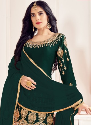 Mirror Green Designer Patiala Suit 