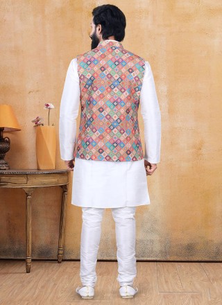 Multi Colour and Off White Festival Kurta Payjama With Jacket