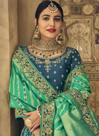 Multi Colour Banarasi Silk A Line Lehenga Choli