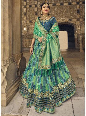 Multi Colour Banarasi Silk A Line Lehenga Choli