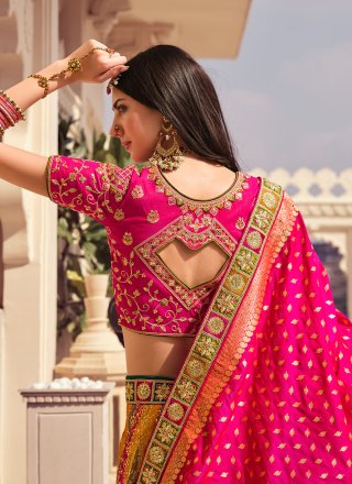 Multi Colour Banarasi Silk Engagement Lehenga Choli