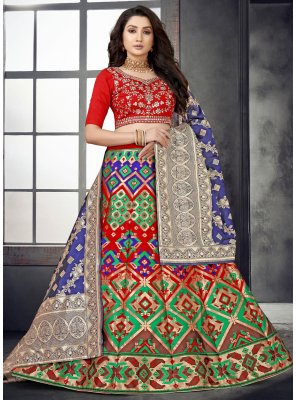 Multi Colour Banarasi Silk Lehenga Choli