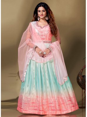 Multi Colour Chinon Designer Gown