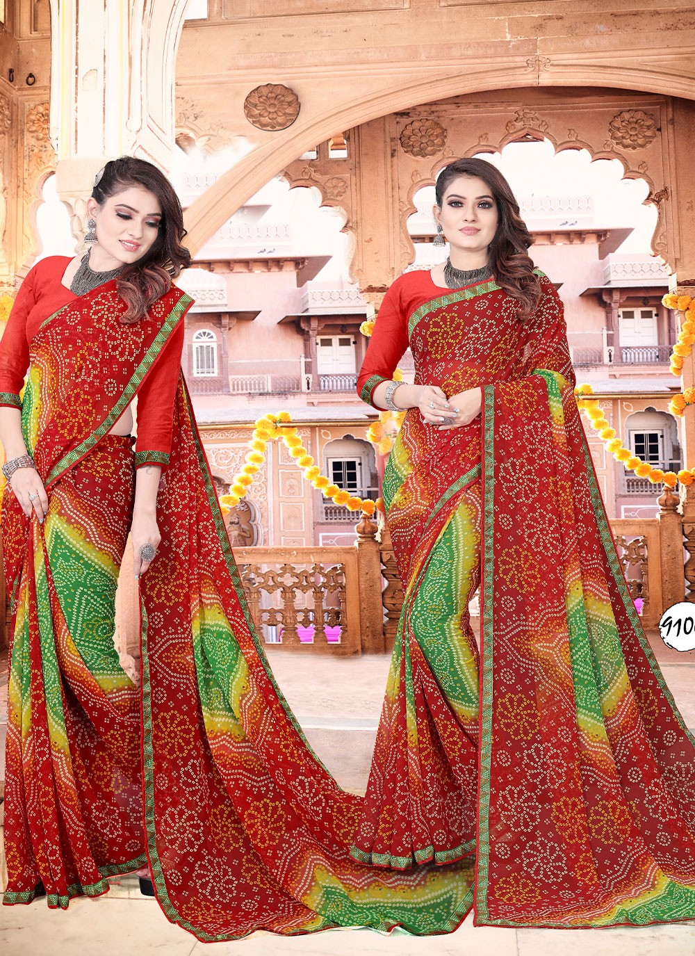 Multi Colour Color Bandhani Saree