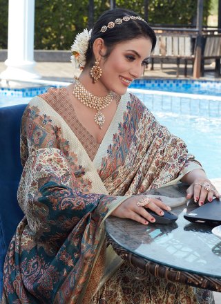 Multi Colour Digital Print Pashnima Silk Contemporary Style Saree