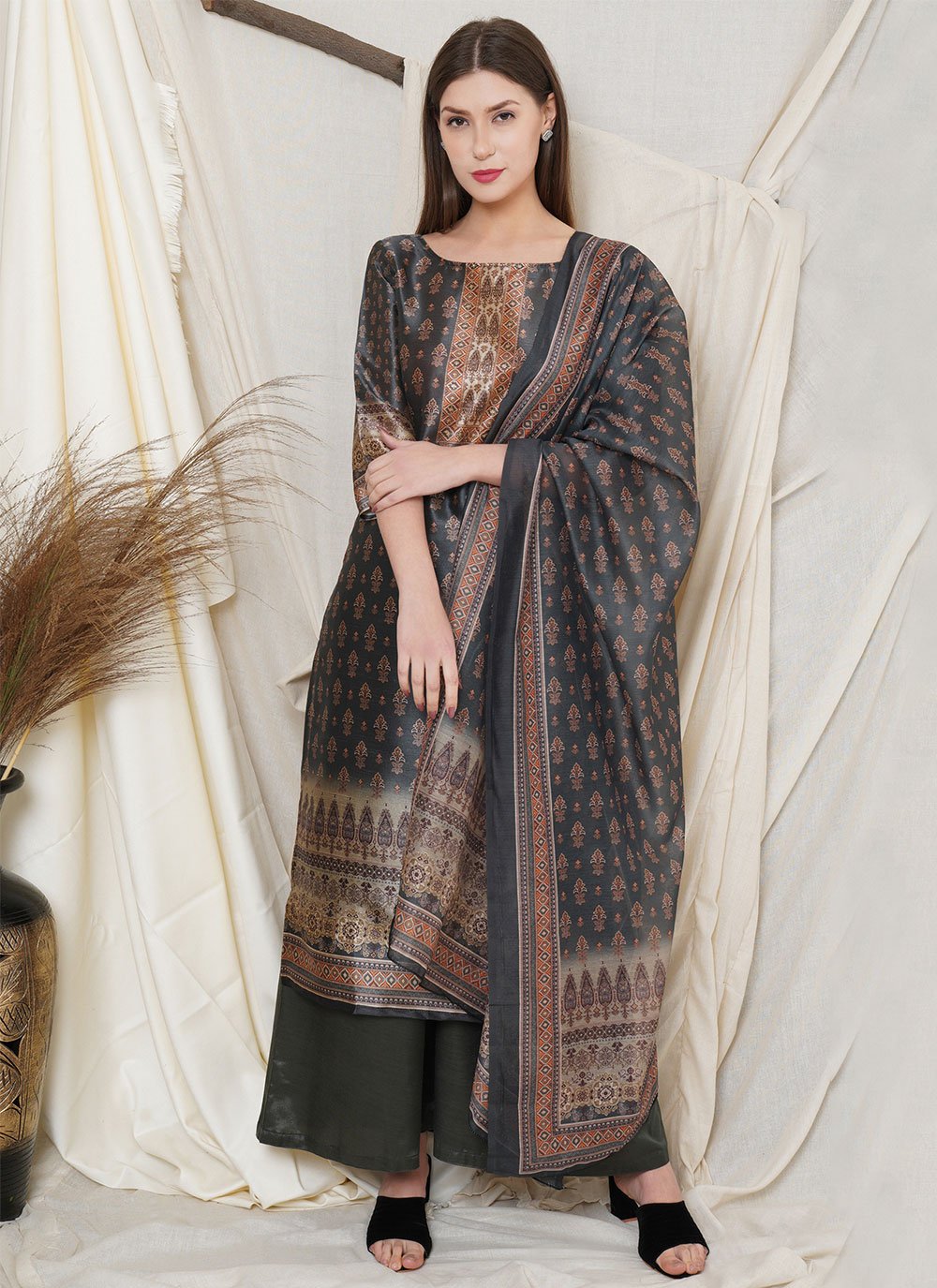 Multi Colour Digital Print Silk Designer Pakistani Suit