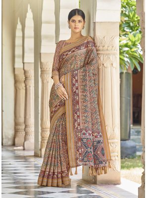 Multi Colour Digital Print Silk Designer Traditional Saree