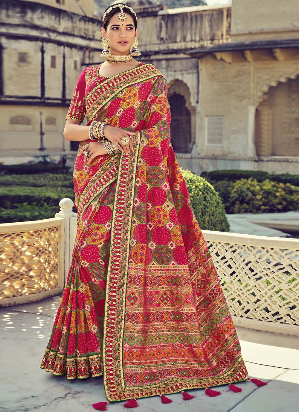Red and Gold Bridal Saree - Etsy Singapore