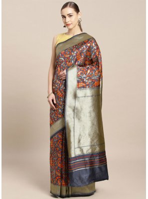 Multi Colour Kanjivaram Silk Traditional Designer Saree