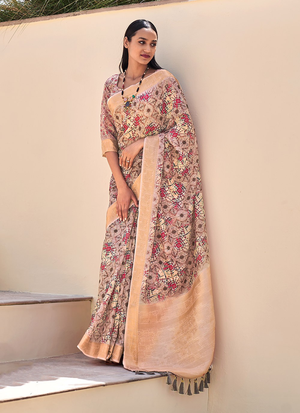 Multi Colour Linen Classic Saree