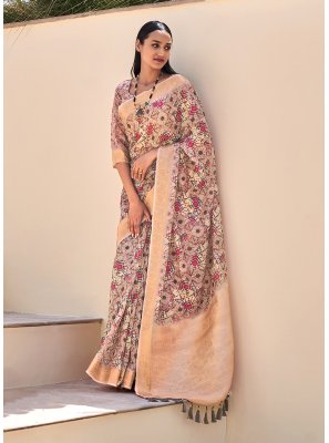 Multi Colour Linen Classic Saree