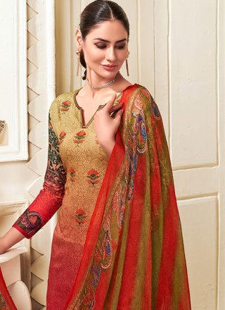Multi Colour Printed Cotton Trendy Salwar Kameez